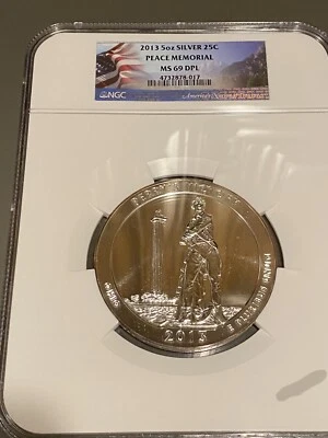 2013 5oz SILVER 25C Peace memorial NGC MS 69DPL - Image 1 of 2