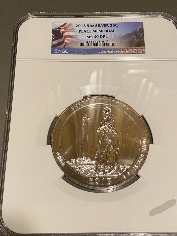 2013 5oz SILVER 25C Peace memorial NGC MS 69DPL - Image 1 of 2