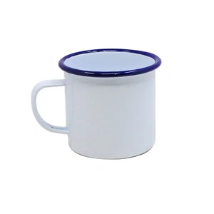 Mug Enamel Falcon White Blue Rim 500ml Coffee Tin Gas & Electric Hobs Compatible - Picture 1 of 7