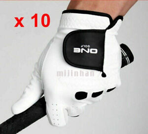 10 ea Premium Cabretta Men's Golf Glove Genuine Leather Tracking No provided