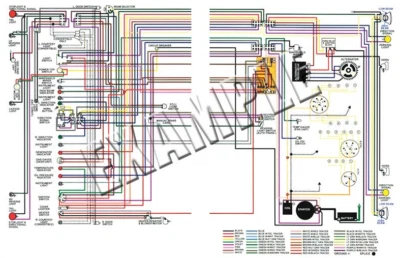 Laminated Colored Wiring Diagram 8-1/2" X 11" 1967 Pontiac Firebird Models - Image 1 of 3