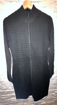 Usado en Excelente Condición Vestido Suéter Para Mujer CALVIN KLEIN Cremallera Completa L/S Negro Texturizado Rayas S Foto 1 de 4