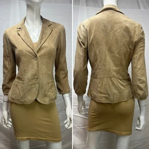 $1,195 Theory Women's 10 Tan Soft Suede 2 Button Henning Blazer Jacket - Picture 1 of 6
