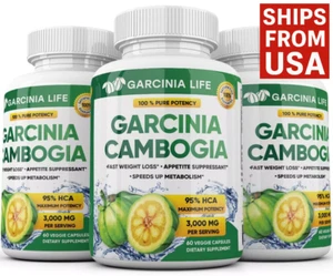 3 x BOTTLES 180 Capsules 3000mg Daily GARCINIA CAMBOGIA HCA 95% Weight Loss Diet - Picture 1 of 6