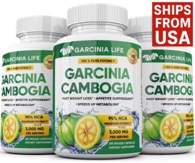 3 x BOTTLES 180 Capsules 3000mg Daily GARCINIA CAMBOGIA HCA 95% Weight Loss Diet - Image 1 of 4