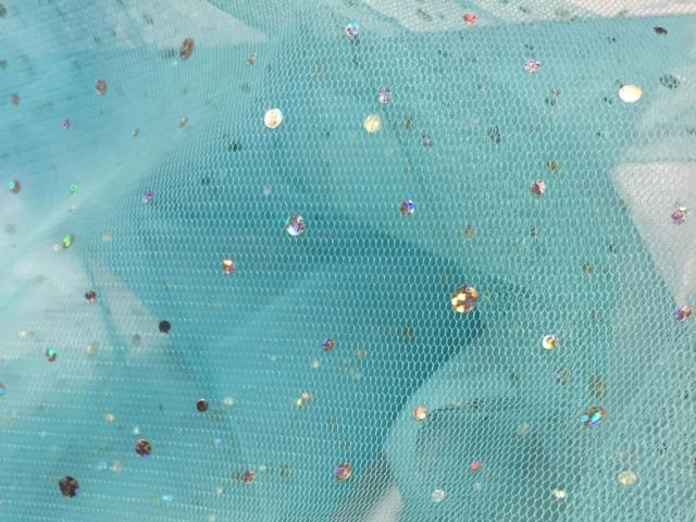 TÃ¼ll mit Pailletten WEISS Meterware