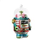 ROBOT GLASS ORNAMENT 4.75" Cute Dome Top Retro Outer Space Sci Fi Christmas Tree
