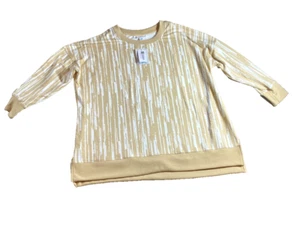 Lularoe Hannah Sweatshirt Plus Size 2XL Beige White Crew Neck Tunic NEW - Picture 1 of 17