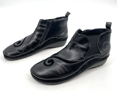 Naot Mujer Botas Talla 11 Chi Koru Madras Tobillo Negro Cuero Gamuza Cremallera Lateral Foto 1 de 4