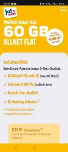 10 X JA!mobil Prepaid SMART Max SIM Karten inclusive 60 GB Flat im 1. Monat - Bild 1 von 1