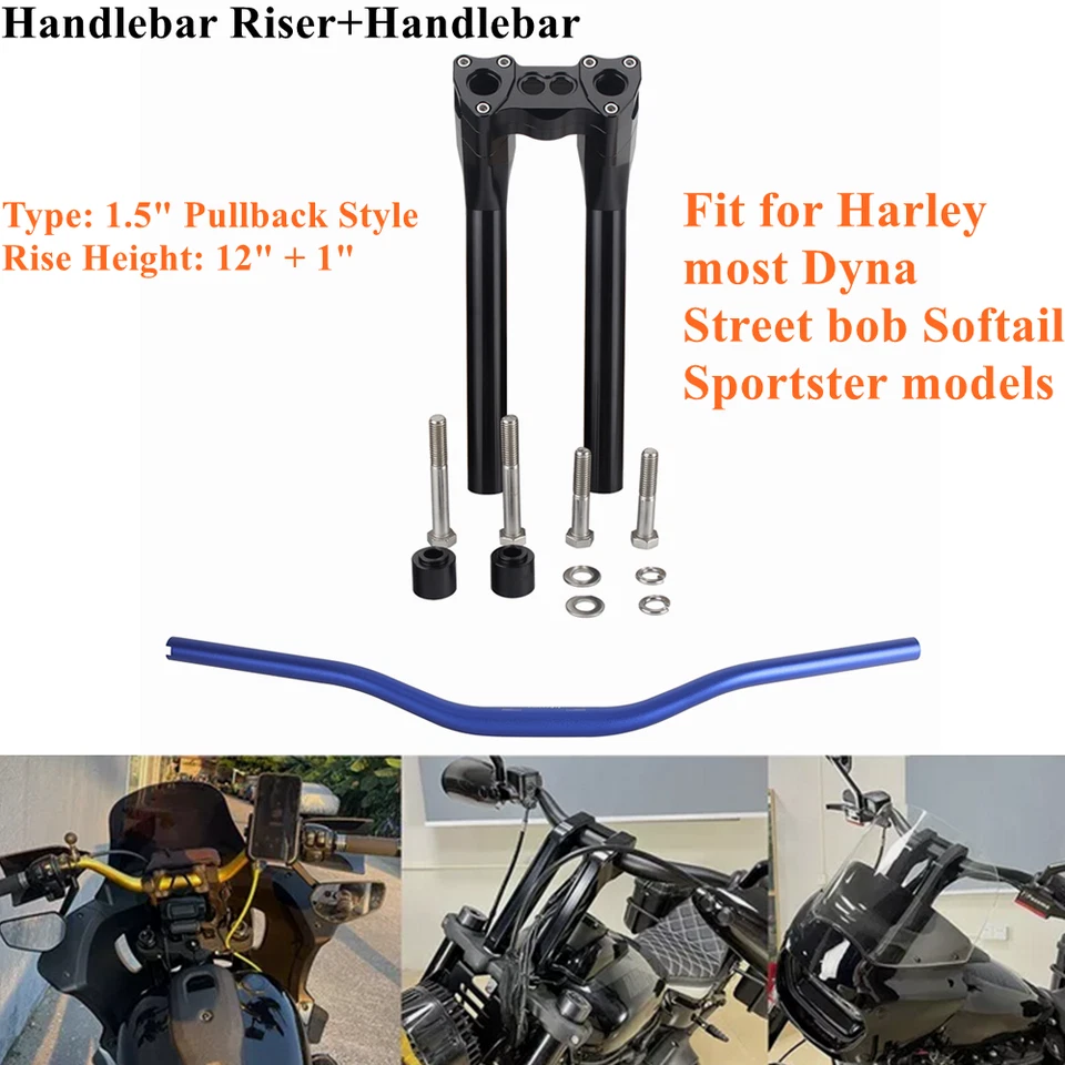 Kit elevador de manillar estilo club 12"+1" manillar de 1" para Harley Softail Street Bob Foto 1 de 4