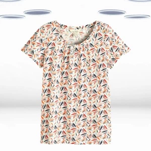 Ex Seasalt Women's Short Sleeve Cotton Summer Top in Mix Ivory - Picture 1 of 5
