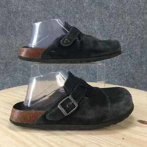 Betula By Birkenstock Shoes Mens 6 Womens 8 Boston Casual Mule Clogs Black Suede - Picture 1 of 18