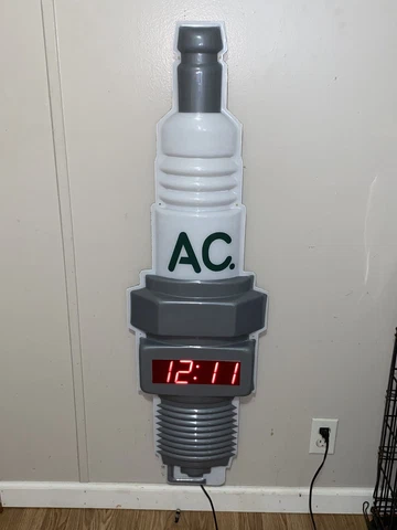 Large Vintage AC Delco Spark Plug Clock Light Sign Dealer - Working Condition! Cover