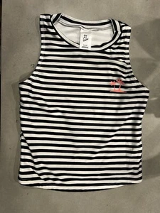 Art Class Girls Swim Top XL 14/16 Tank Stripes Beach Black White - Picture 1 of 7