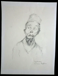 Original Drawing by Pierre Boffin (German/French 1907-1992) Indonesian Gentleman - Picture 1 of 2