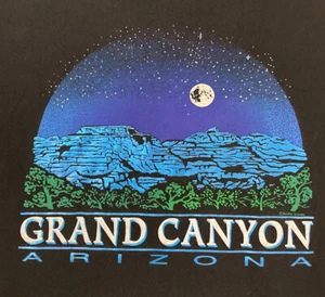 Vintage Fred Harvey Trading Grand Canyon Arizona T-Shirt Black XL Puff Paint  Q - Picture 1 of 11