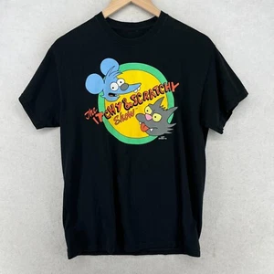 THE SIMPSONS Shirt Adult M ITCHY & SCRATCHY Cotton Jersey Short Sleeve Black - Picture 1 of 12