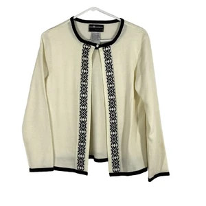 Sag Harbor Womens White Knitted Long Sleeve Open Front Cardigan Sweater Size PS - Picture 1 of 9
