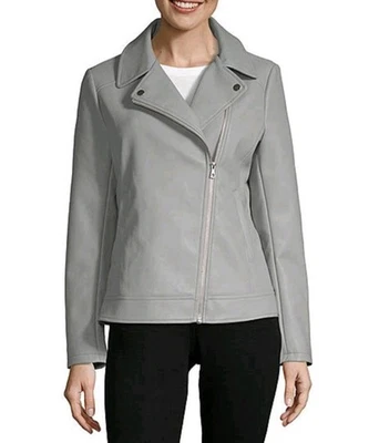 NWT A.N.A. Light Gray Faux Leather Motorcycle Jacket  Size XS Long Sleeve     Oc - Image 1 of 4