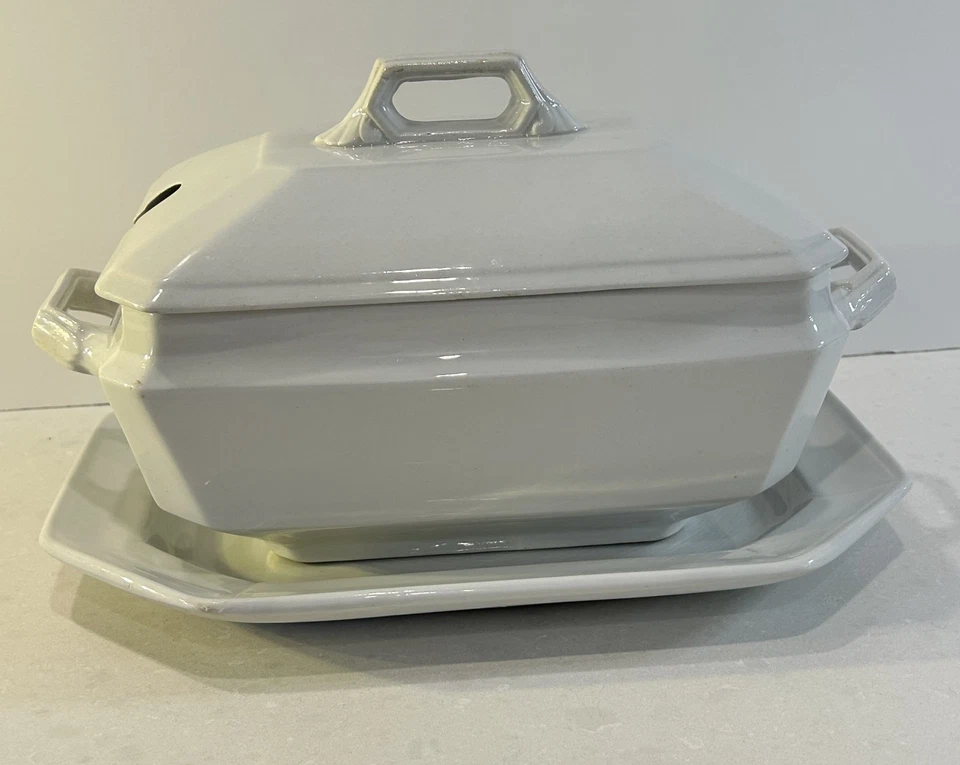 Antique H Alcock & Co Ironstone Platter & Tureen w/ Lid Lot 1884-1910 Farmhouse - Image 1 of 4