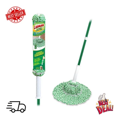 BRANDED Libman Tornado Twist Mop with Cotton Blend Head Steel Handle Green & White