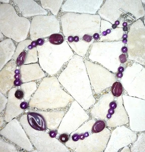 ★ kurze Kette ★ Collier ★ lila & kristall ★ - Picture 1 of 4