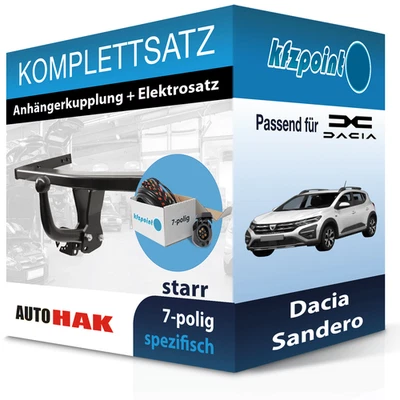 AUTO HAK Anhängekupplung starr und ECS E-Satz 7polig für Dacia Sandero 21- neu - Bild 1 von 3