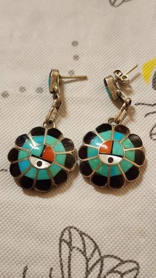 Burdian Soseeah Zuni Sterling Silver Multi-Stone Inlay Sunface  Kachina  - Image 1 of 4