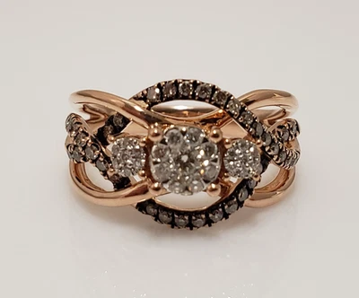 Anillo Le Vian Oro Rosa Fresa 14k Chocolatero Pavé Diamantes Banda Talla 7 Foto 1 de 4