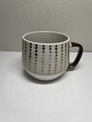 Taza de café Anthropologie Gold Dot mango de bronce borde ancho taza de sopa de gres Foto 1 de 4