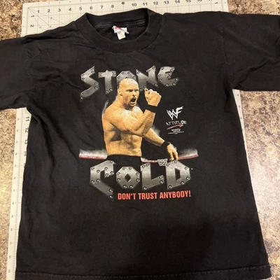 Camisa De Colección Stone Cold Steve Austin Niños L Grande Niños’s Rara Foto 1 de 4