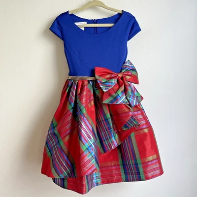 Vestido de fiesta Bonnie Jean para niñas a cuadros estrás crinolina fiesta de Navidad 4 Foto 1 de 4