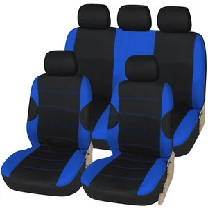 Racing Black with Blue Panels Deluxe Luxury Full Car Set Seat Cover Protectors - Picture 1 of 1