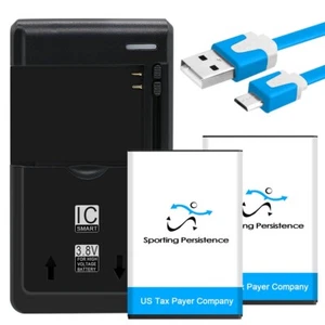 High Quality 2x 1550mAh Battery+Charger+Cable for Cricket Debut Flip U102AC USA - Picture 1 of 1