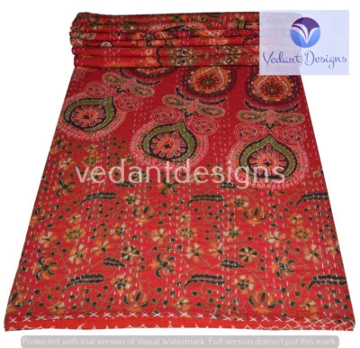 Colcha reversible de algodón individual hecha a mano india Mandala Kantha edredón Foto 1 de 4