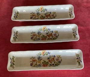 AYNSLEY ENGLISH COTTAGE GARDEN FINE BONE CHINA OLIVE NUT BUTTER TRAYS ENGLAND-3 - Picture 1 of 12