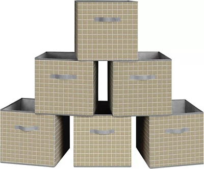 Collapsible Foldable Fabric Cubby Cube Storage Bins Baskets for Shelves 6 pack - Image 1 of 4