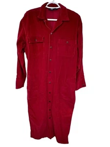 Ralph Lauren Womens Corduroy Long Sleeve Button Up Shirt Dress Vtg Size 8 Red - Picture 1 of 15