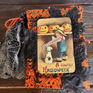Junk Journal Halloween Orange Black 3 Signature Pumpkin Leaves Writing Journal - Picture 1 of 18
