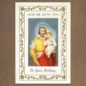 Unused Vintage GOD BE WITH YOU ON YOUR BIRTHDAY Card, Religious Love Jesus Baby - Picture 1 of 6