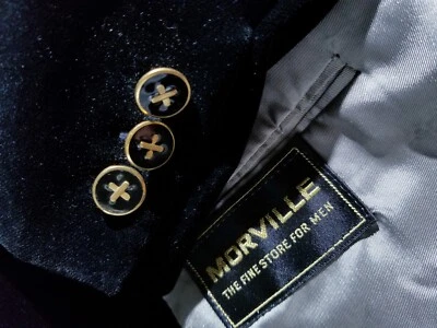 40R Vintage 1950s Morville Velvet Evening Dinner Blazer Smoking Jacket Coat gold - Image 1 of 4