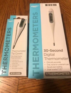Equate 30 Sekunden Digitalthermometer ASTM Standard E-112Tip Abdeckungen (30) - Bild 1 von 3