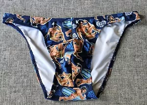 AUSSIEBUM MENS Bikini Briefs Trunks Blue Surf RIP Daddies or Twinks M L 2.5cm - Picture 1 of 15