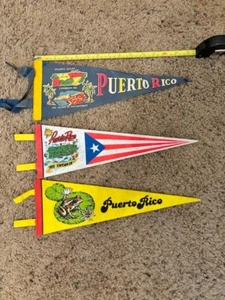 VINTAGE 1950's and 1960's LOT OF THREE (3) 14" PUERTO RICO PENNANTS  - Picture 1 of 2