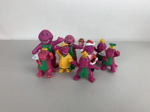 Vintage 1990s Barney Purple Dinosaur PVC Figure Cake Topper Lot of 8 Cover
