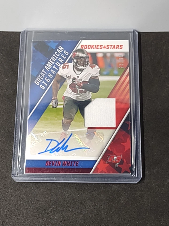 2021 PANINI ROOKIES & STARS DEVIN WHITE Jersey Auto /99 Buccaneers SUPERSTAR !📈 - Image 1 of 2