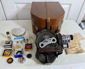 1950 Bell & Howell Filmo 70-DA 16mm Movie Camera 3 Lens & Case - Winds & Runs!