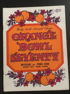 1970 ORANGE BOWL Program PENN STATE Lions vs MISSOURI JACK HAM Franco HARRIS - Image 1 of 4