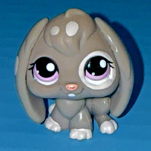 Littlest Pet Shop Gray Grey Lop Eared Bunny Rabbit w/ Purple Eyes #982 - Picture 1 of 5